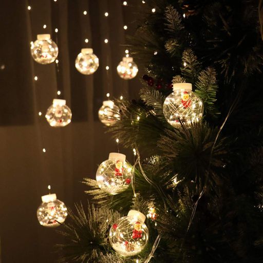 Светодиодная гирлянда штора роса с шариками с наполнением Xmas 8 режимов 200 LED 3x0,7м Теплый белый (976603)