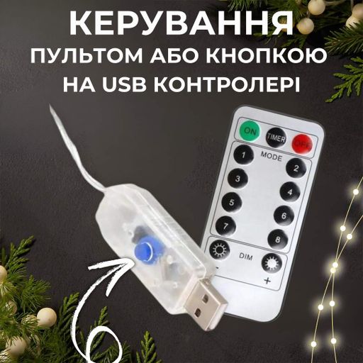 Светодиодная гирлянда штора роса Niki Light штора от USB 8 режимов гирлянда занавес с пультом 300 лед 3x3м белый холодный белый (978115)