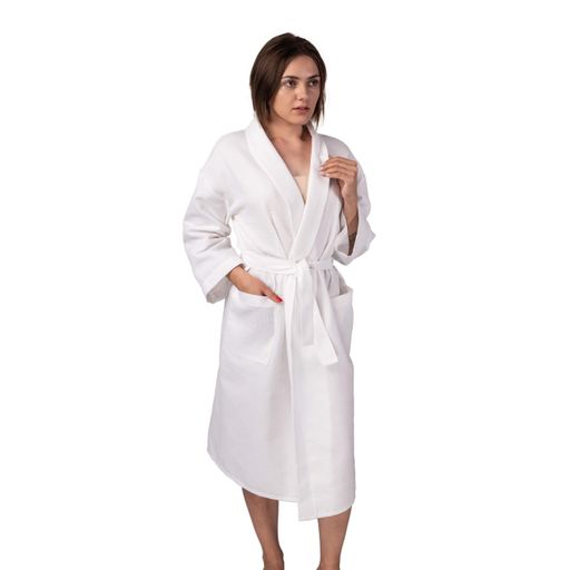 Вафельний халат Luxyart Кімоно S Білий (LS-0382) (983247)