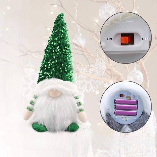 Новорічний Гном Різдвяний Ельф світиться Зелений (988546) — купити