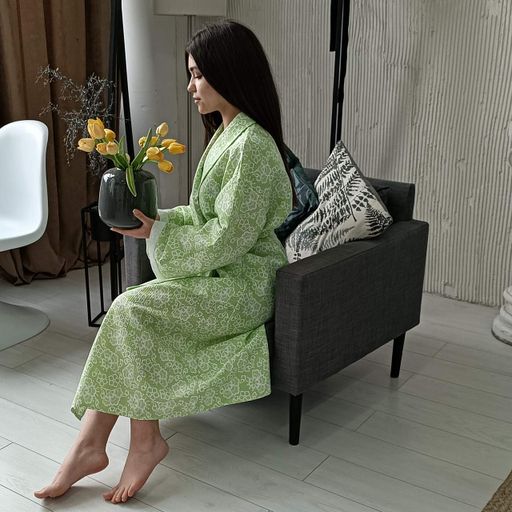 Вафельний халат Luxyart Кімоно розмір (54-56) XL 100% бавовна (LUX-114) (988977)