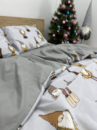 Пододеяльник полуторный 150*210 Бязь Gold Luxe без застежки двусторонний Скандинавский гном (991002)