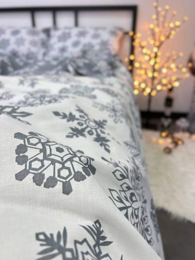 Комплект постільної білизни двоспальний 175х210 Бязь Gold Luxe наволочки 70х70 снігопад (991070)