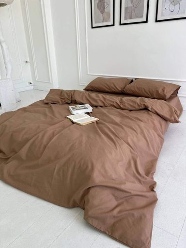 Комплект постельного белья двуспальный 175х210 Бязь Gold Luxe кофе с молоком наволочки 50х70 (992006)
